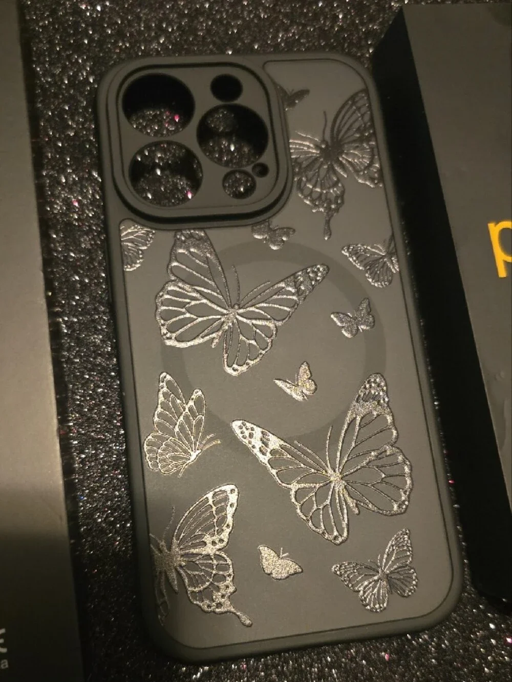 NIB Black Gothic Emo Rocker Butterfly iPhone 14 Pro Case